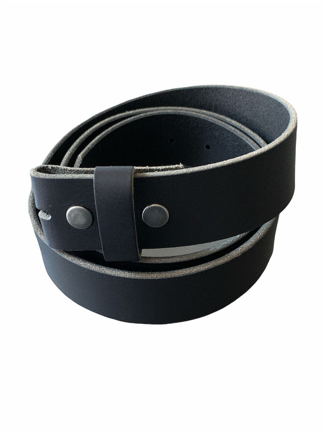 Black Full-Grain Leather Interchangeable No buckle Belt Strap