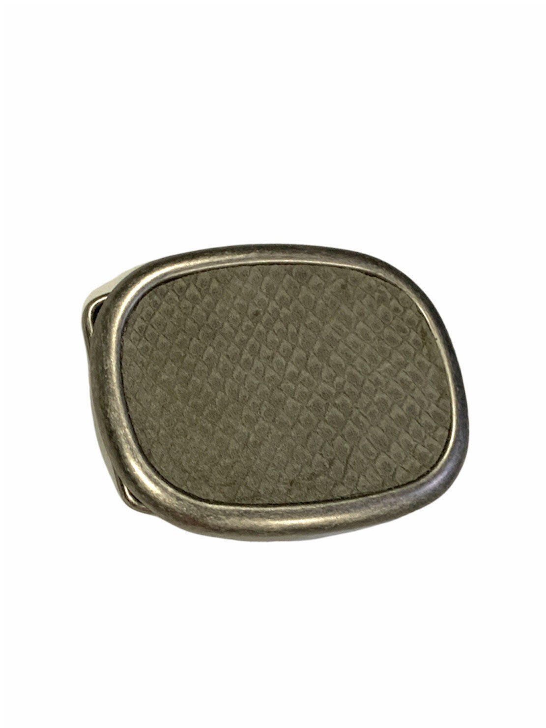 Snakeskin Print Gray Leather Belt Buckle