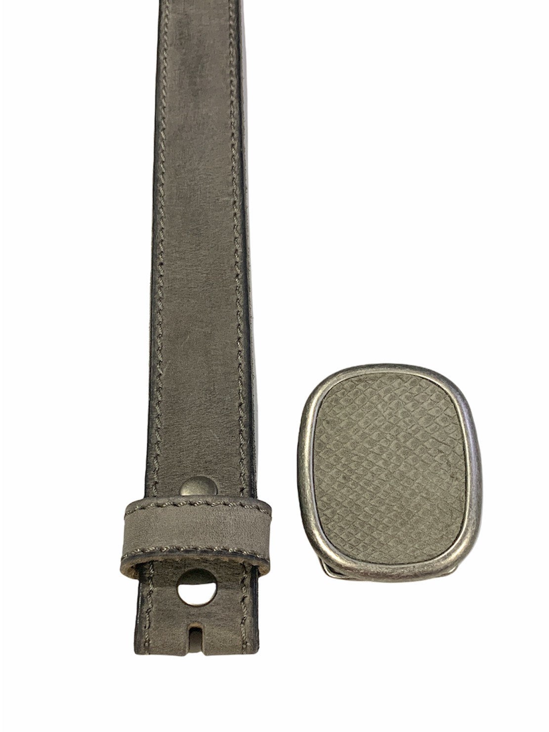 Snakeskin Print Gray Leather Belt Buckle