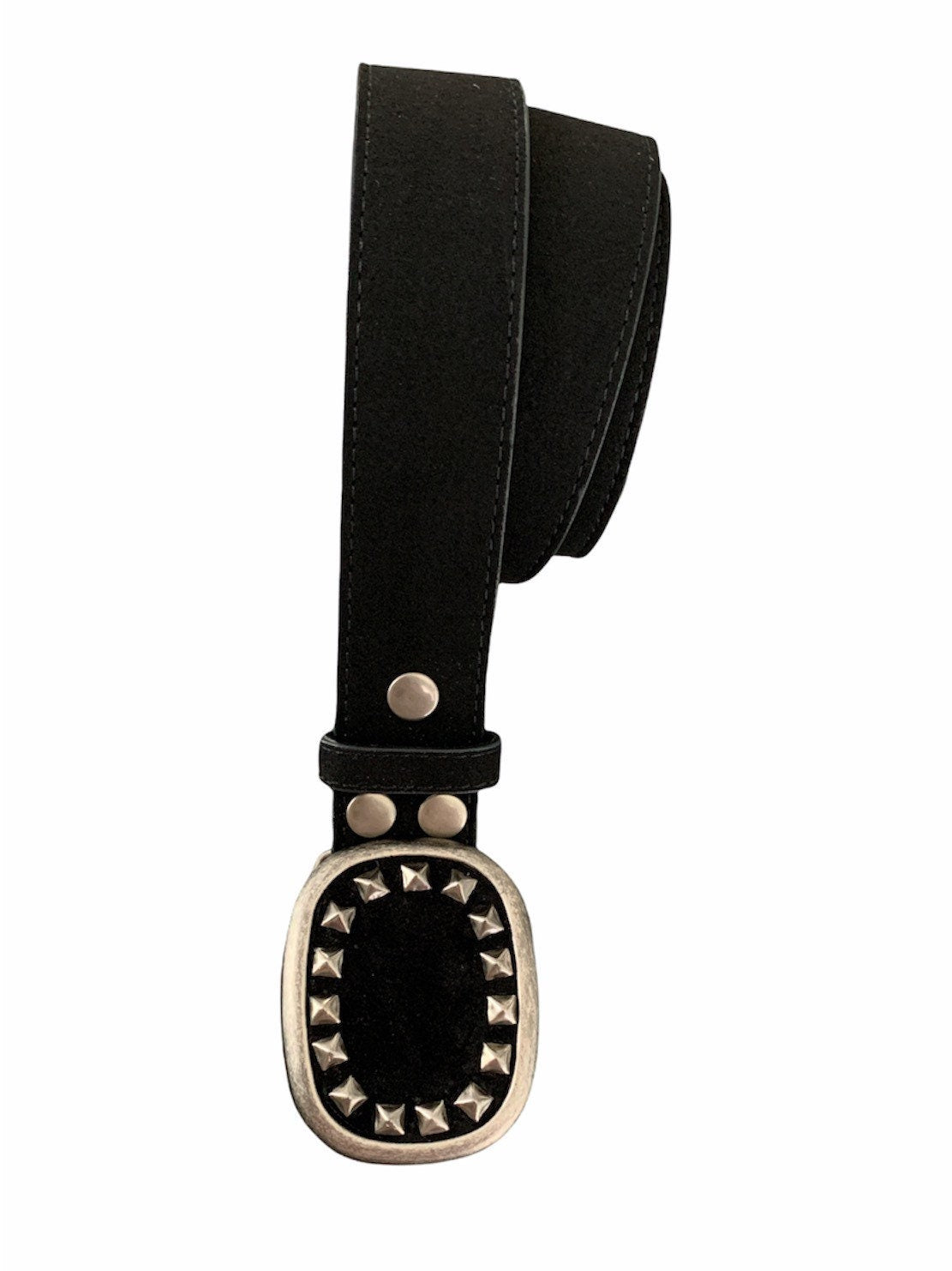 Black Suede Belt Buckle With Studs