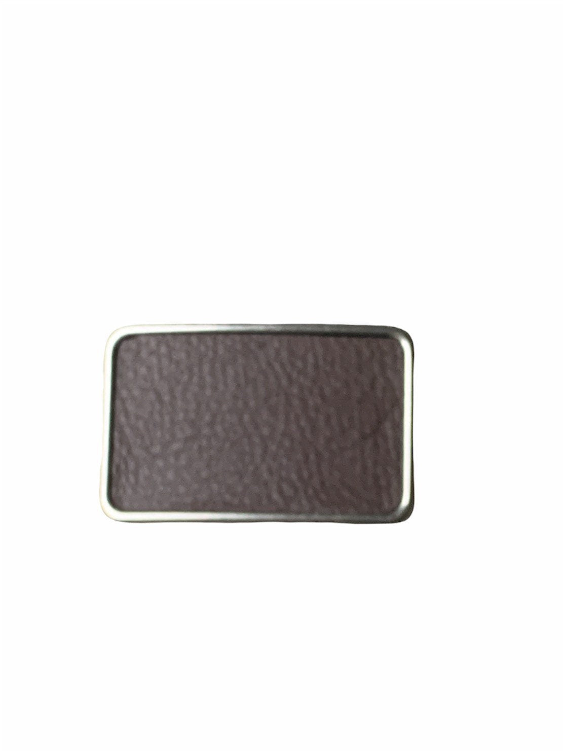 Rectangular Pebbled Leather Belt Buckle in Brown