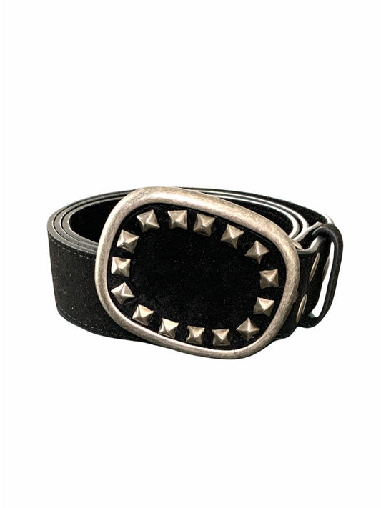 Black Suede Belt Buckle With Studs