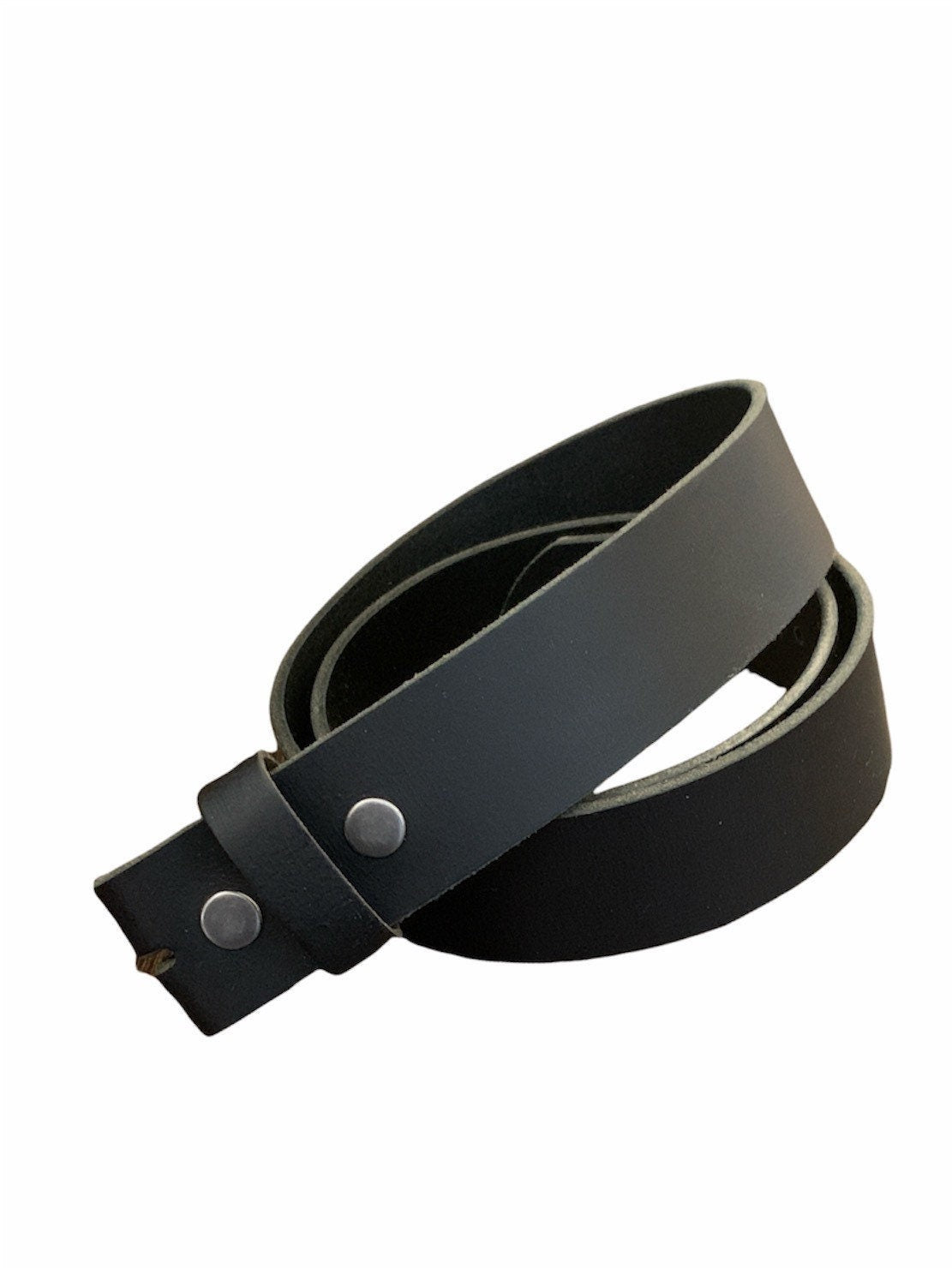 Black Full-Grain Leather Interchangeable No buckle Belt Strap