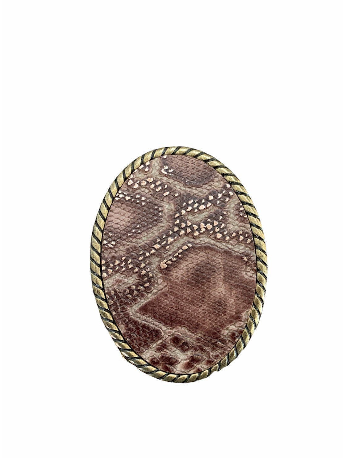 Python Printed Leather Belt Buckle in Bronze