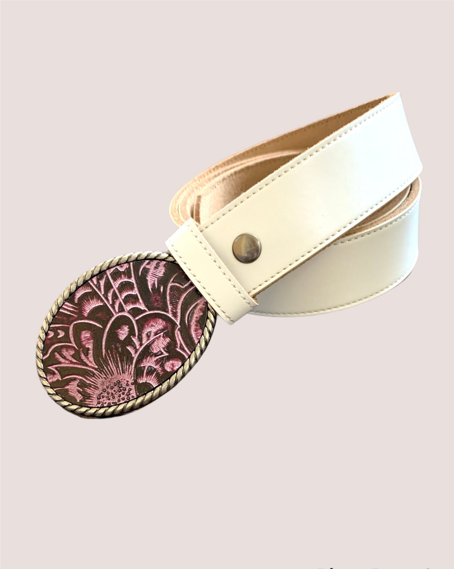 Plum Western Embossed Leather Belt Buckle