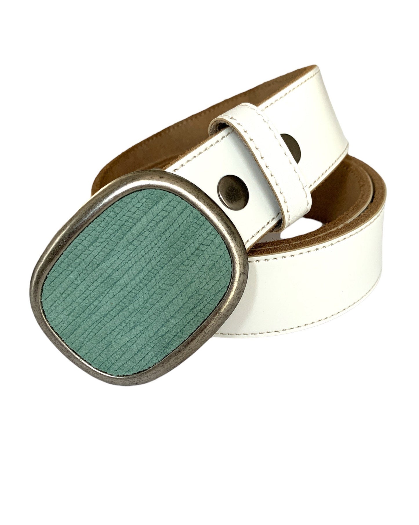 Sea Foam Green Leather Belt Buckle