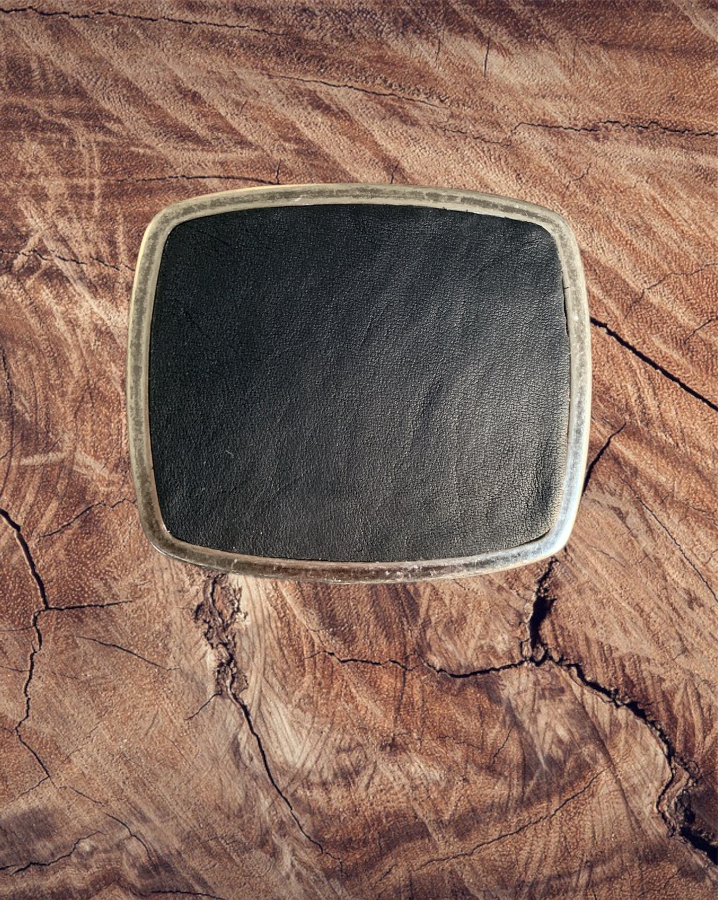 Rustic Black Genuine Leather Belt Buckle