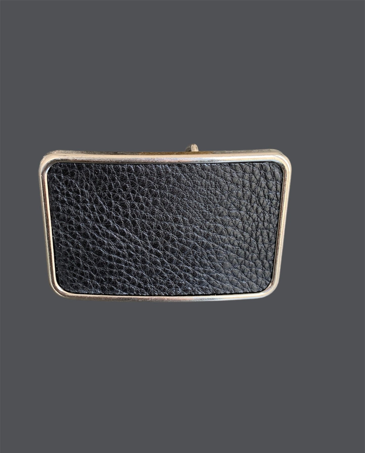 Black Pebbled Leather Rectangular Belt Buckle