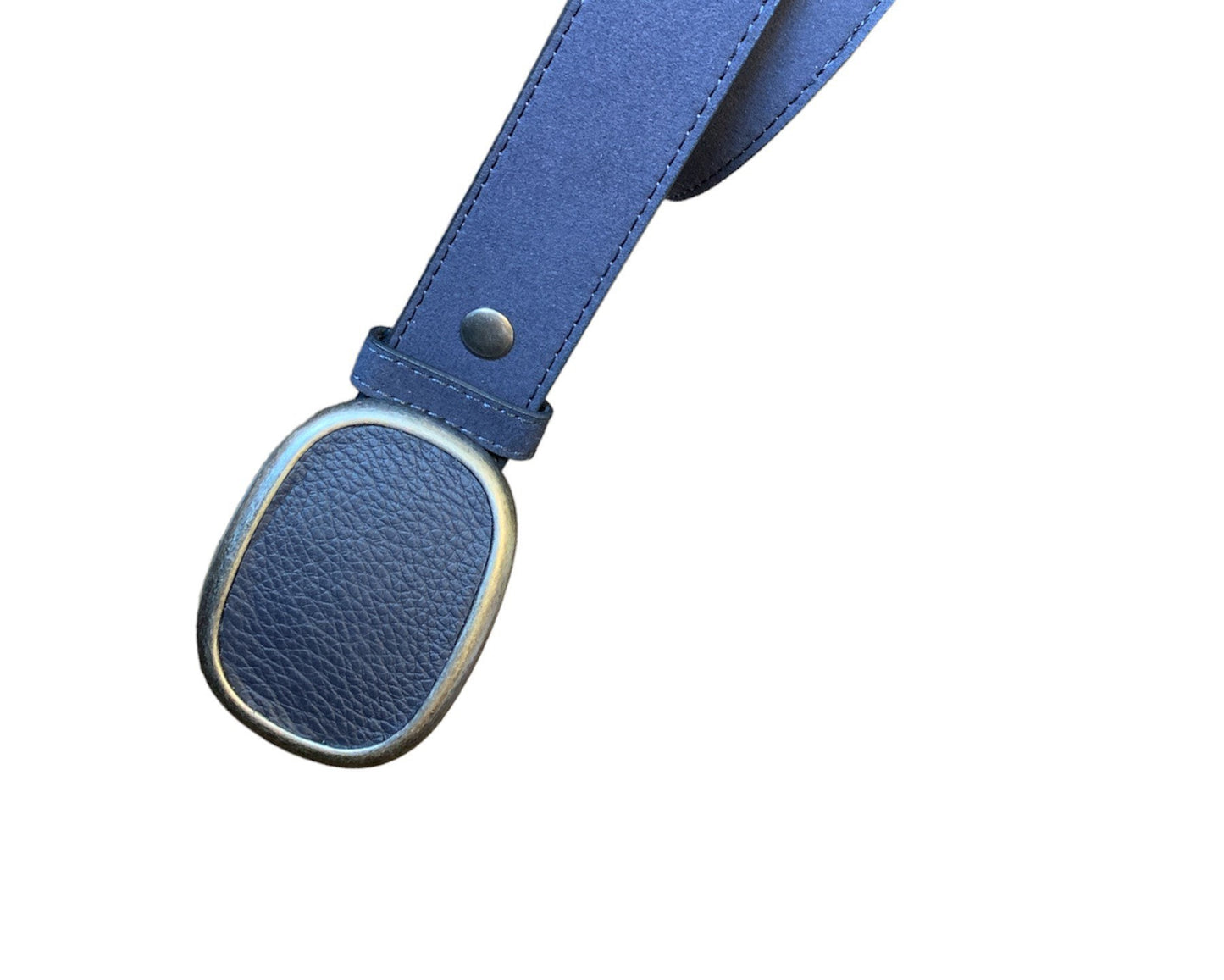 Pebbled Leather Belt Buckle in Blue