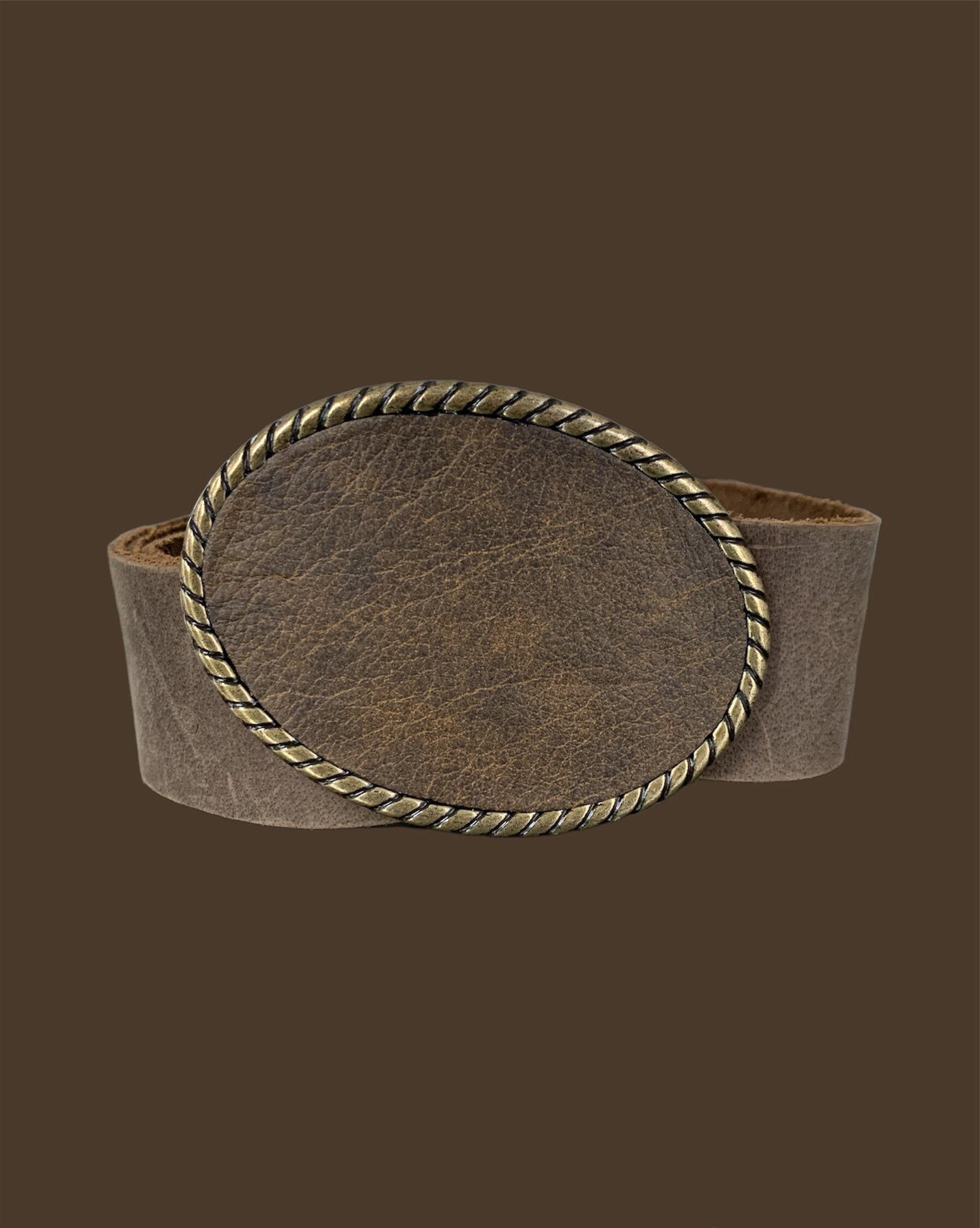 Rustic Brown Leather Rope Belt Buckle