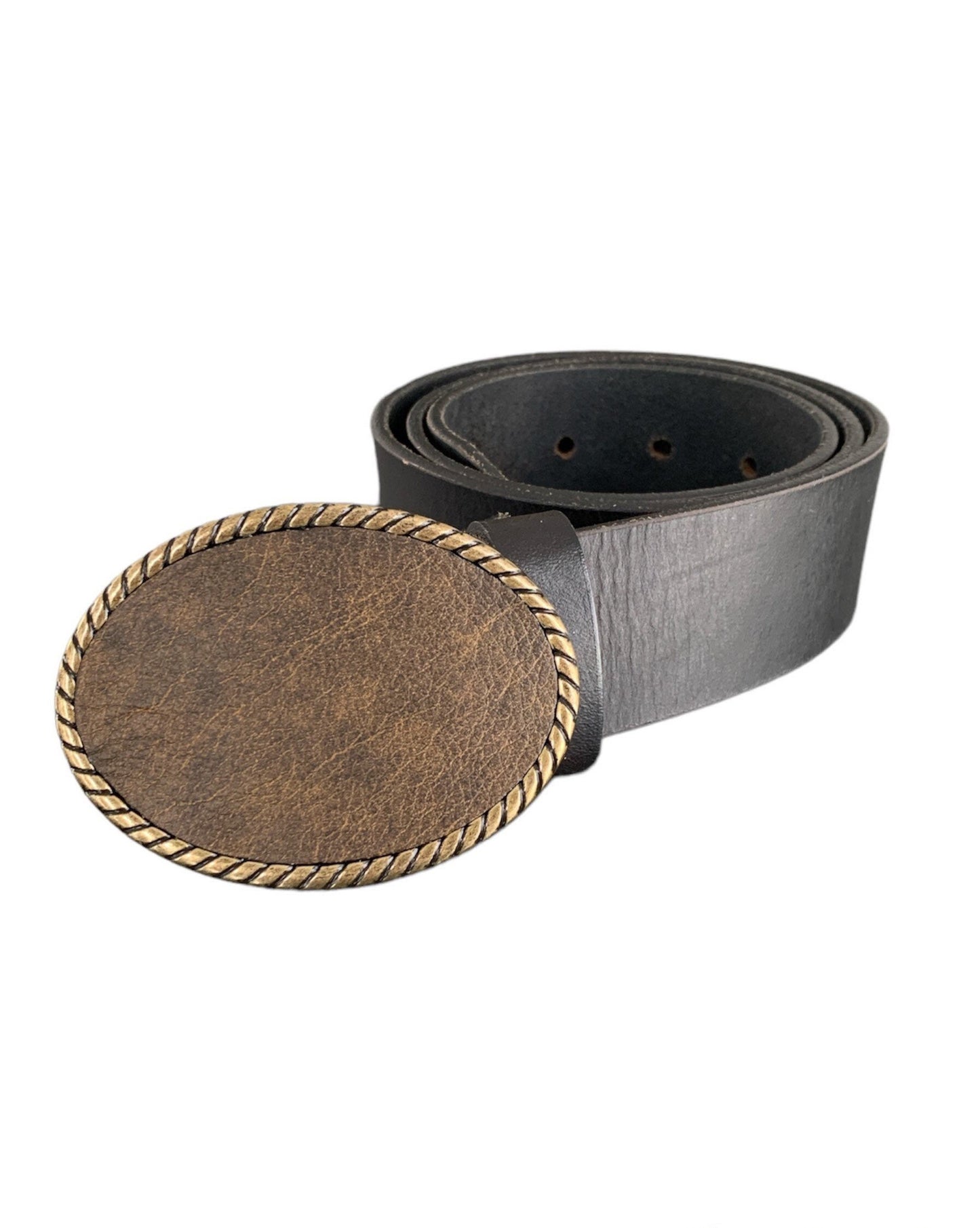 Rustic Brown Leather Rope Belt Buckle