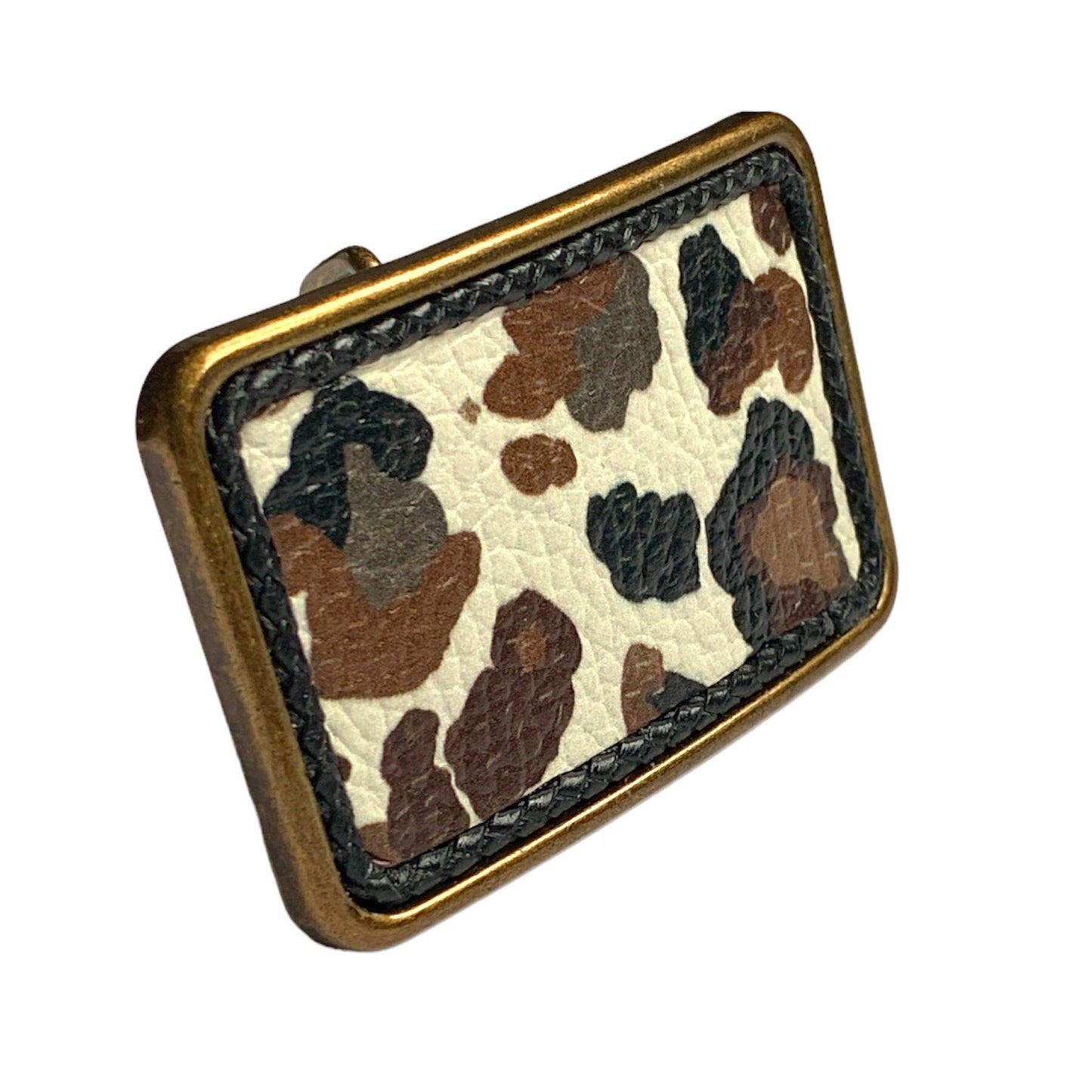 Cow Print Leather Belt Buckle