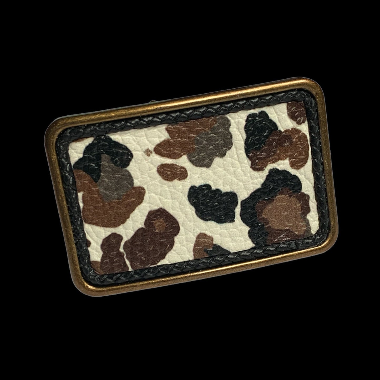 Cow Print Leather Belt Buckle