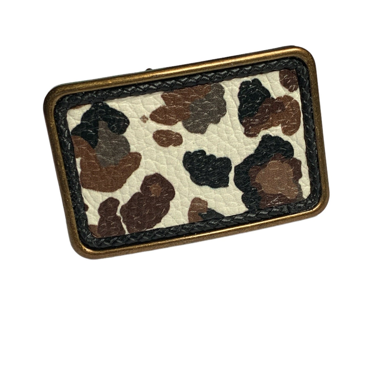 Cow Print Leather Belt Buckle