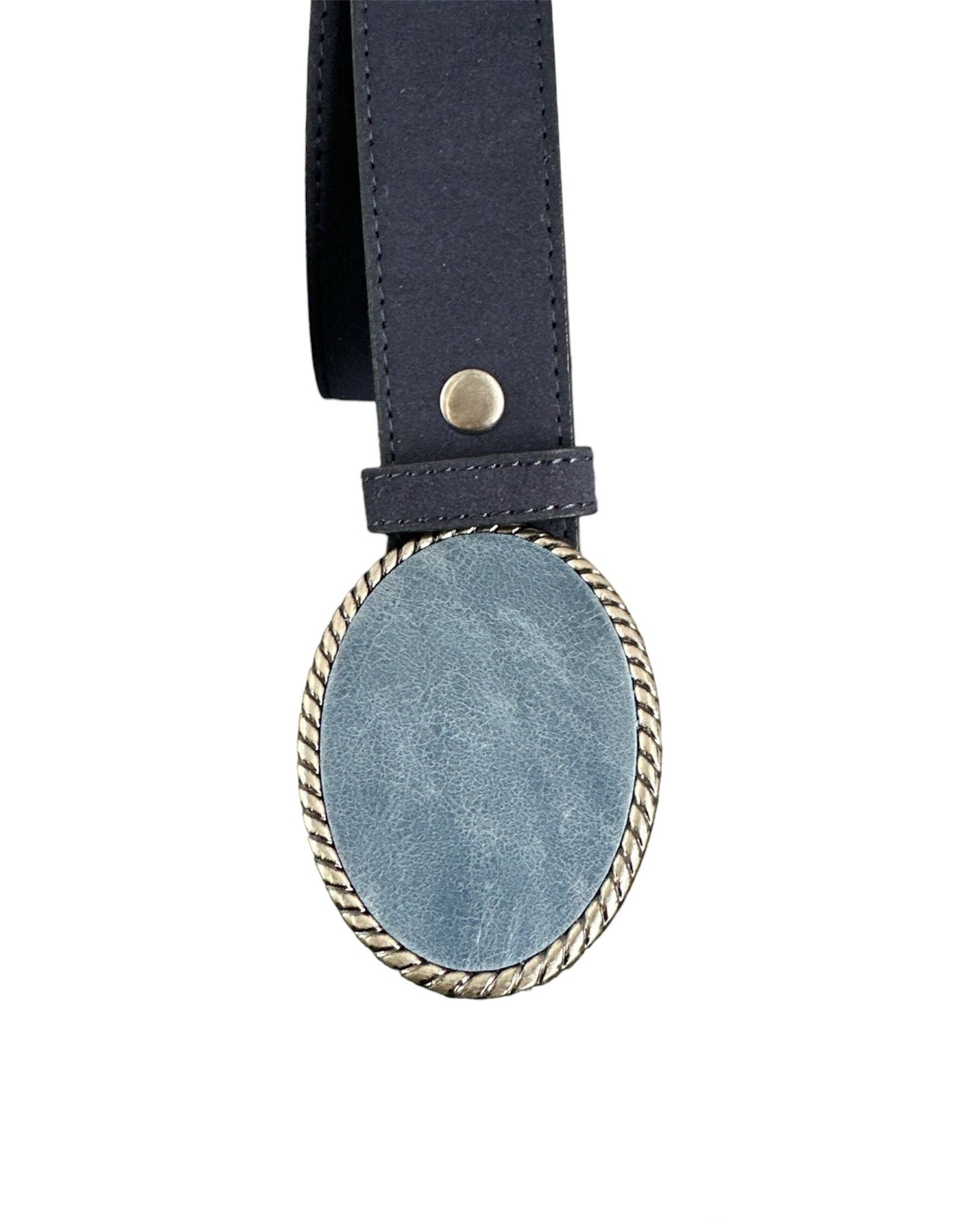 Blue Jean Leather Belt Buckle