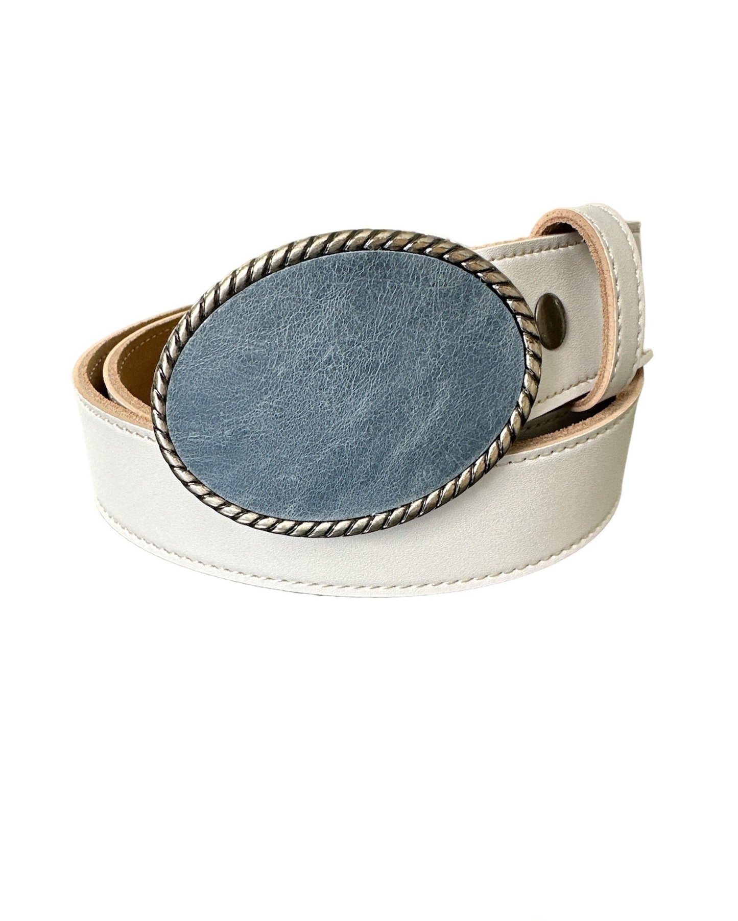 Blue Jean Leather Belt Buckle