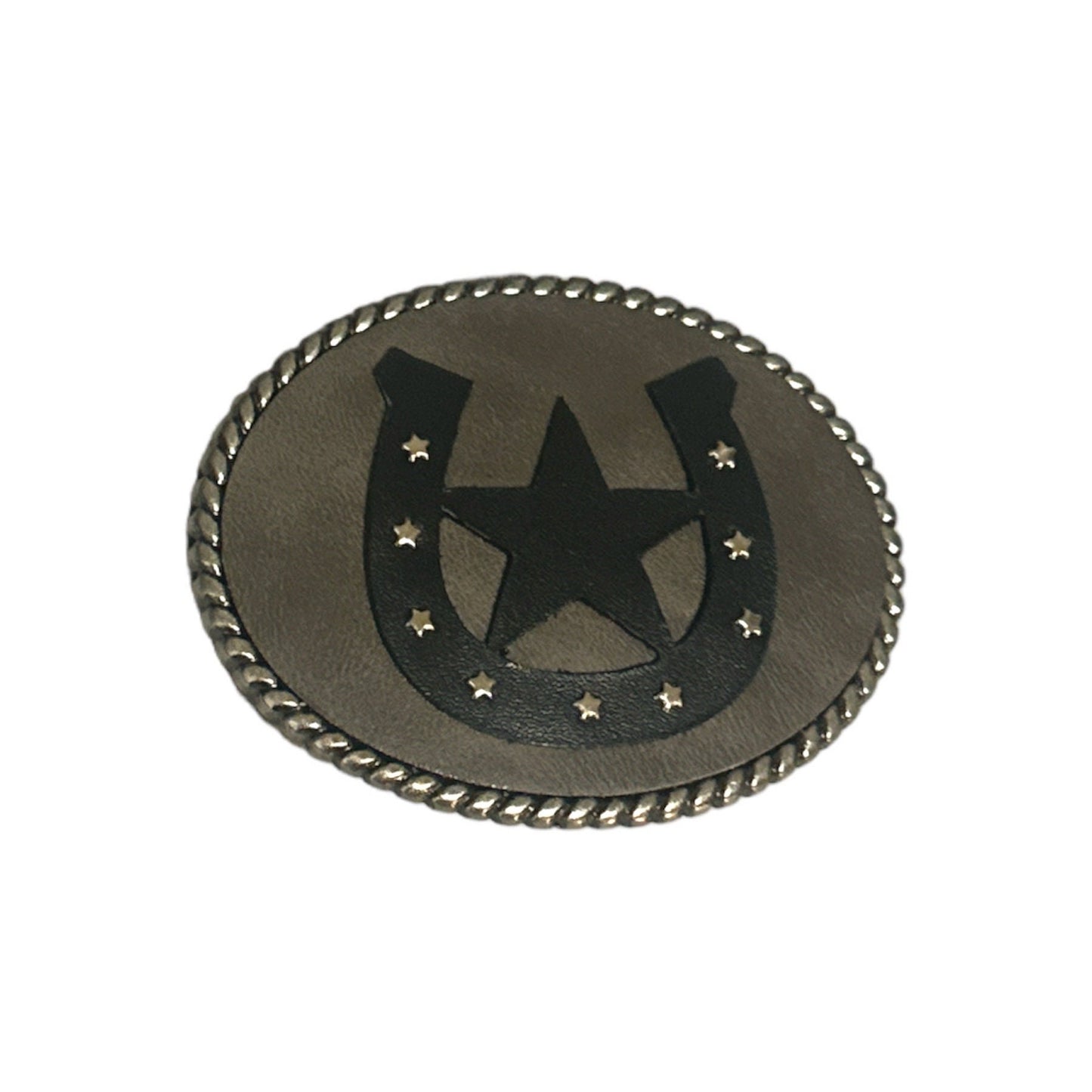 Horseshoe With Star Leather Belt Buckle