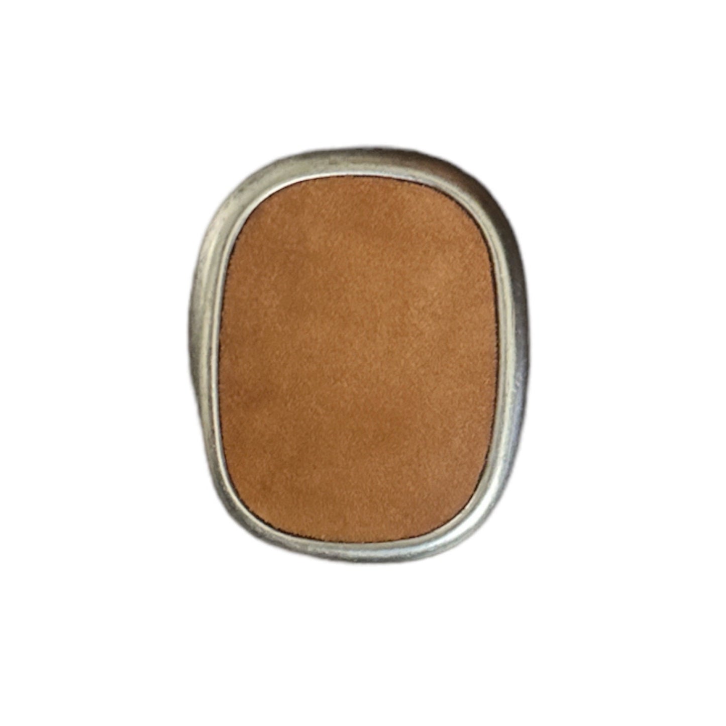 Brown Suede Oval Belt Buckle For Interchangeable Belt