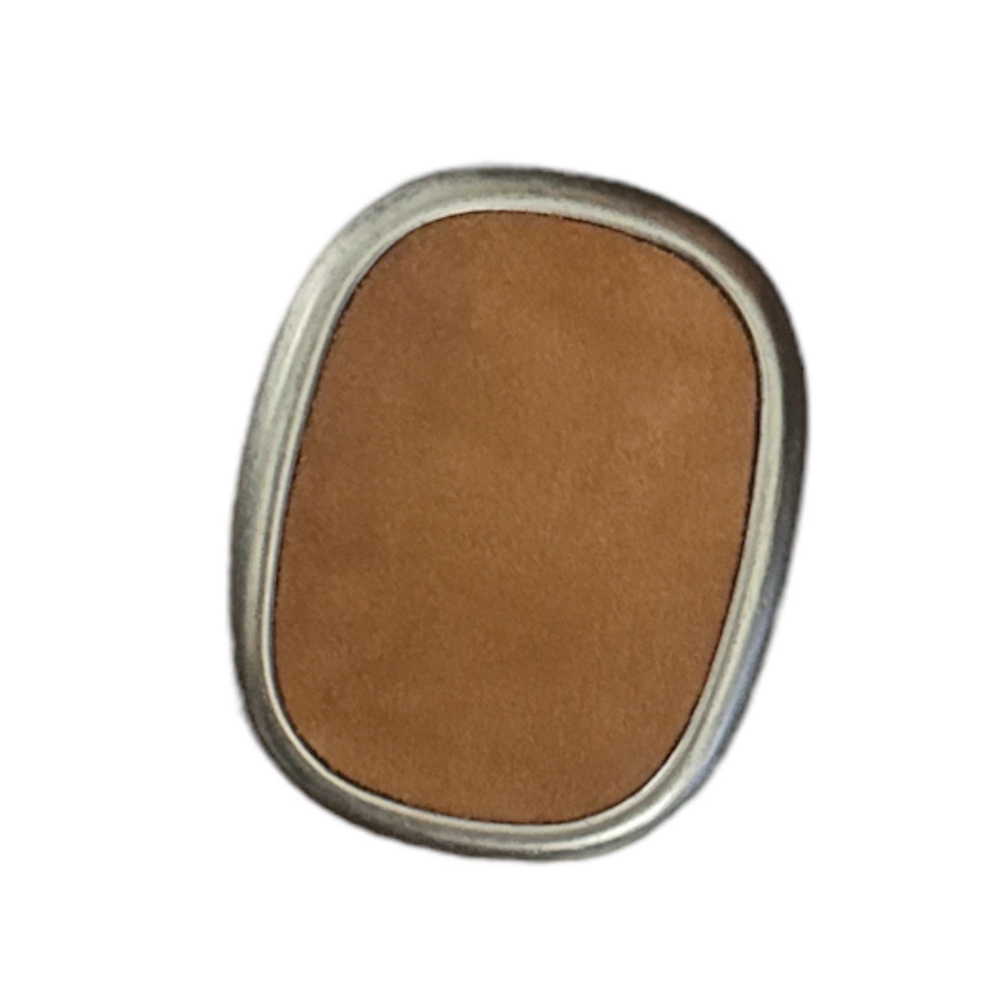 Brown Suede Oval Belt Buckle For Interchangeable Belt