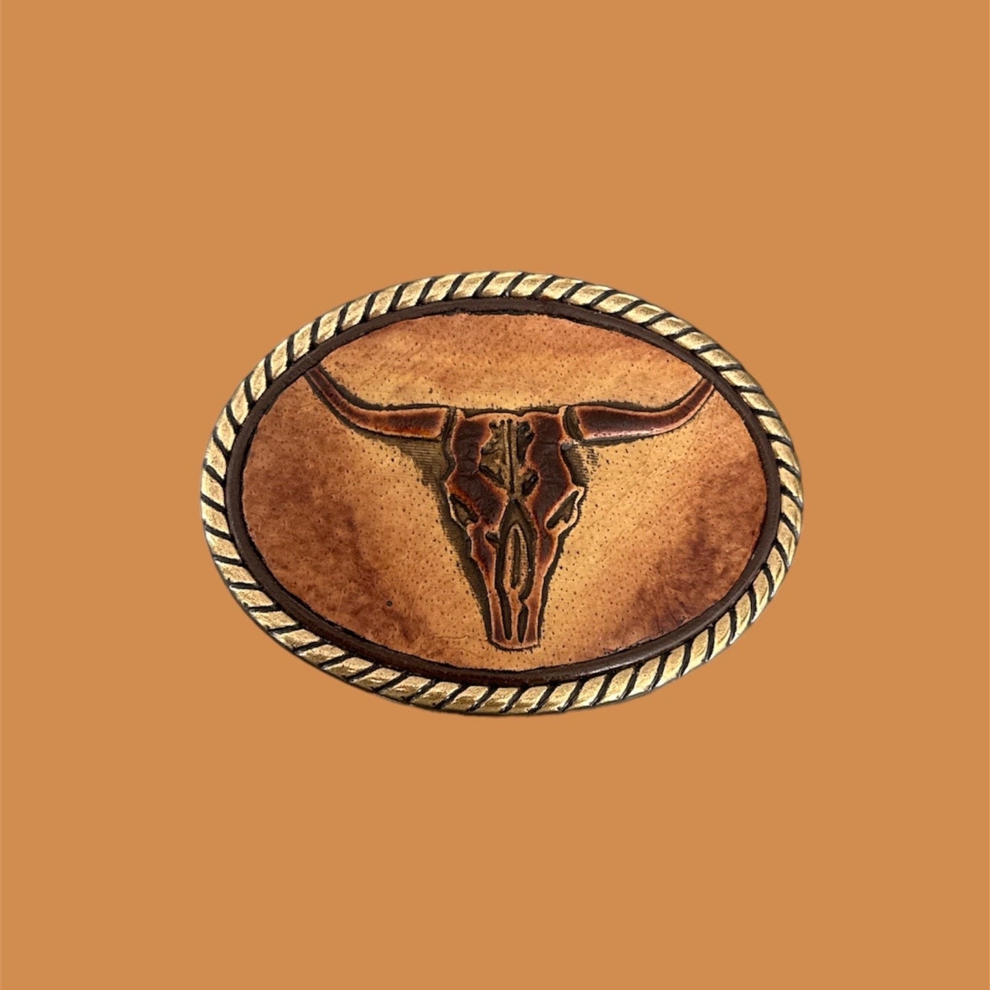 Longhorn Steer Brown Leather Belt Buckle For Women