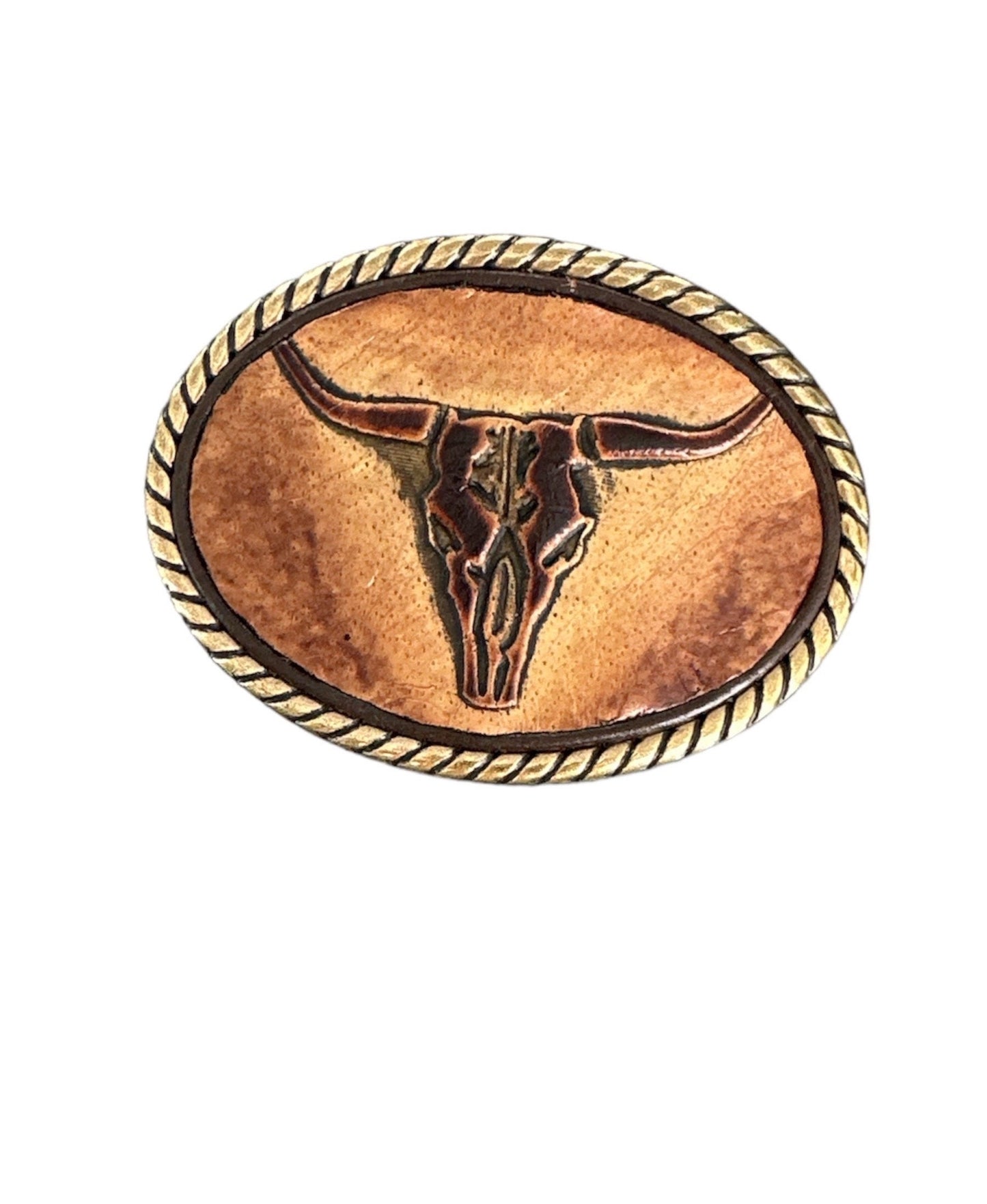 Longhorn Steer Brown Leather Belt Buckle For Women