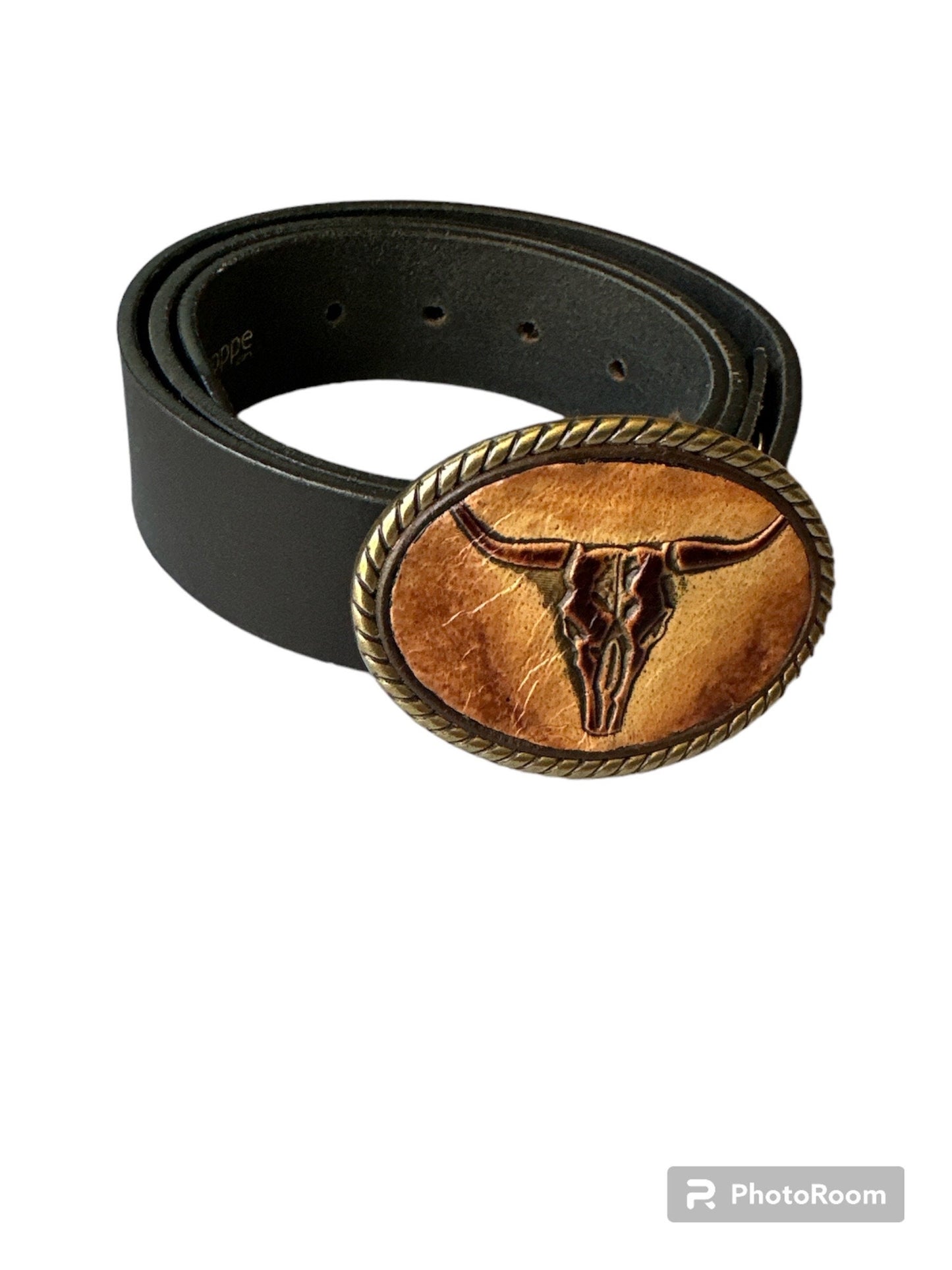 Longhorn Steer Brown Leather Belt Buckle For Women