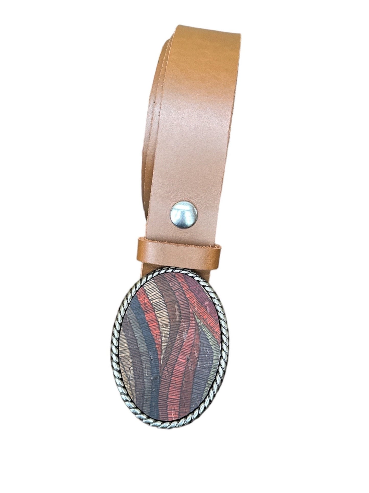 Multi-Color Waves Cork Belt Buckle