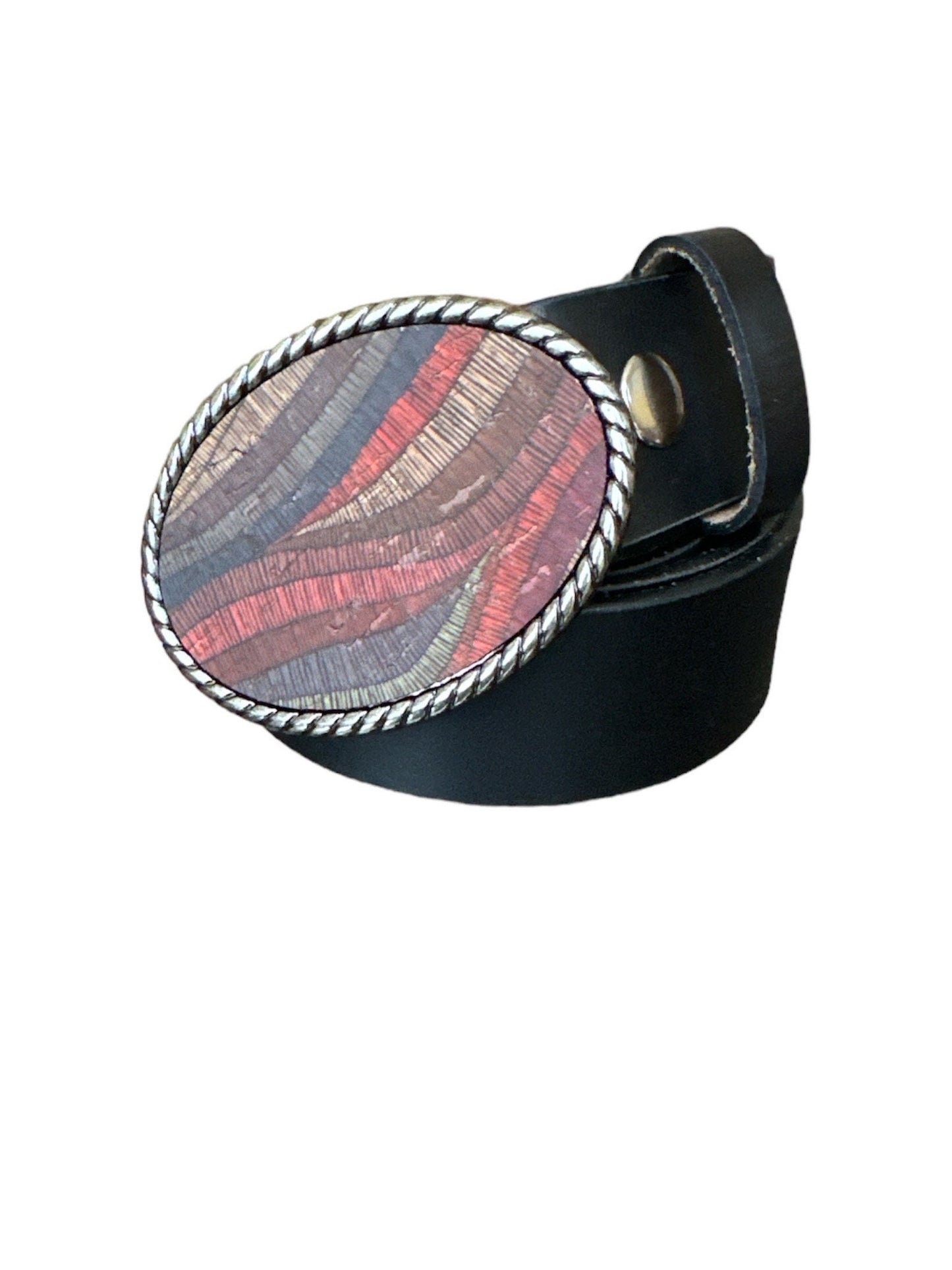 Multi-Color Waves Cork Belt Buckle