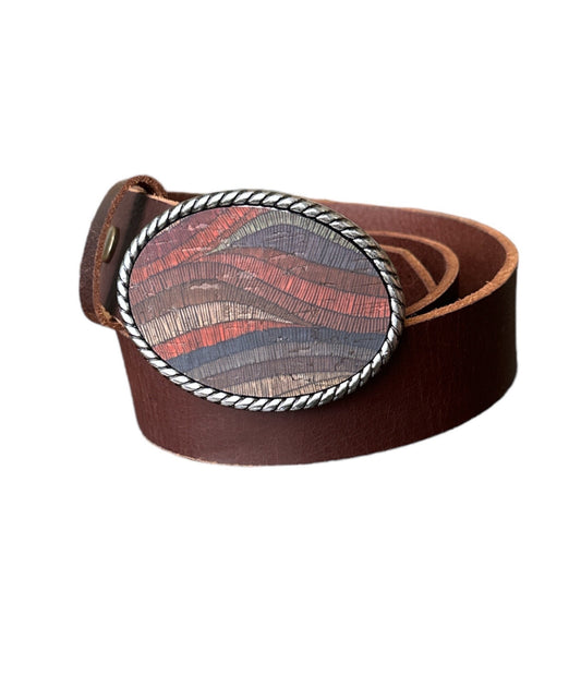 Multi-Color Waves Cork Belt Buckle